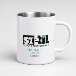 HARLO-4 Fehér klasszikus fém bögre 10oz 300ml